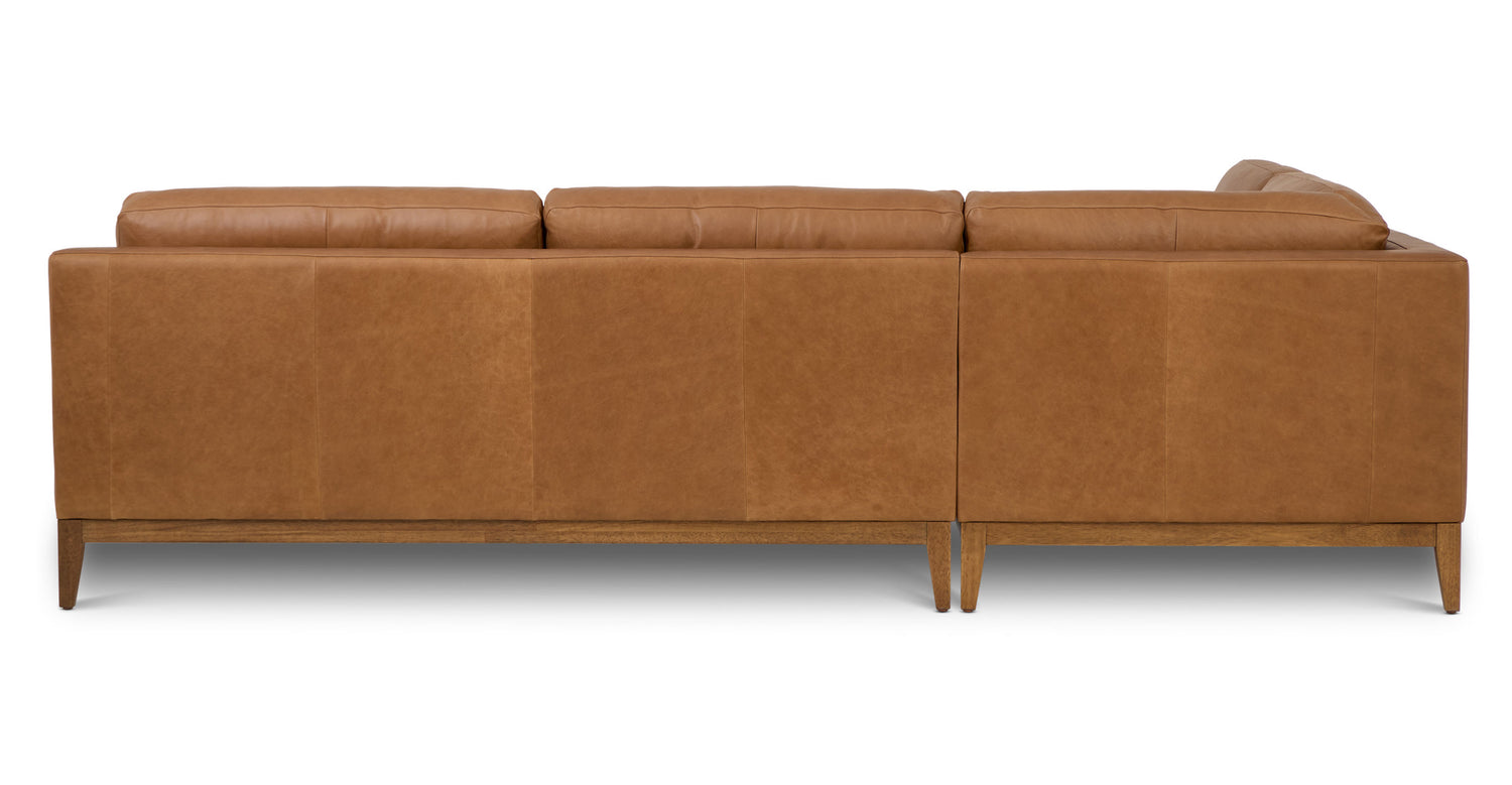 Zyon Leather Left-Facing Bumper Chaise Sectional Saddle Tan