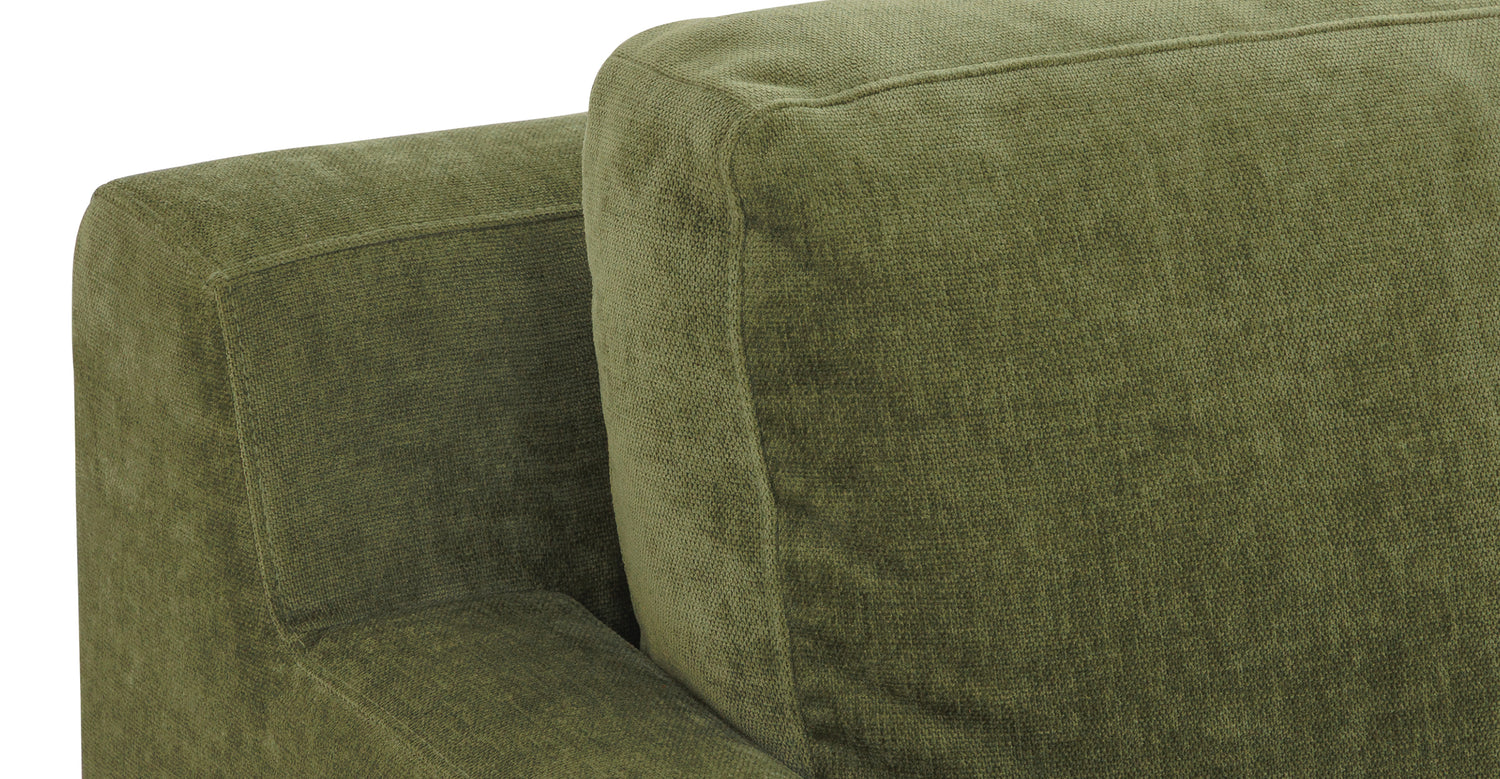 Zyon Right-Facing Bumper Chaise Sectional Distressed Green Velvet