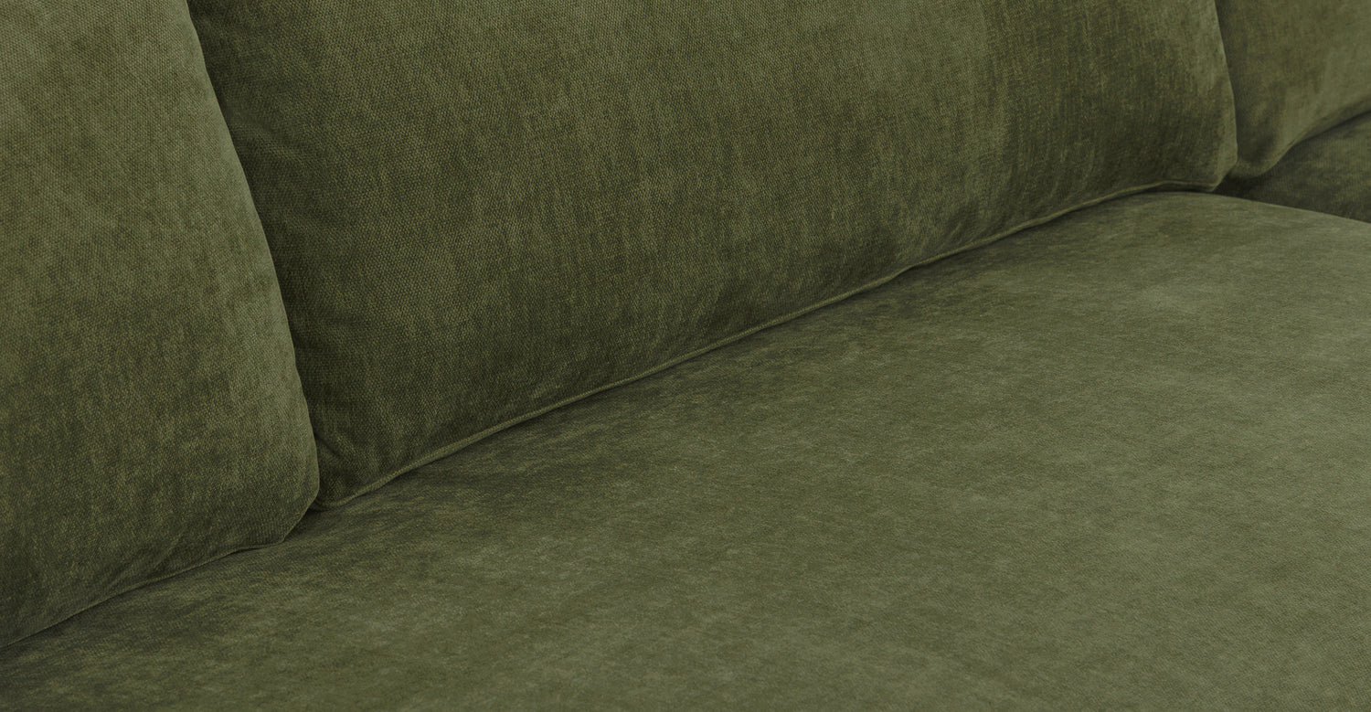 Zyon Right-Facing Bumper Chaise Sectional Distressed Green Velvet