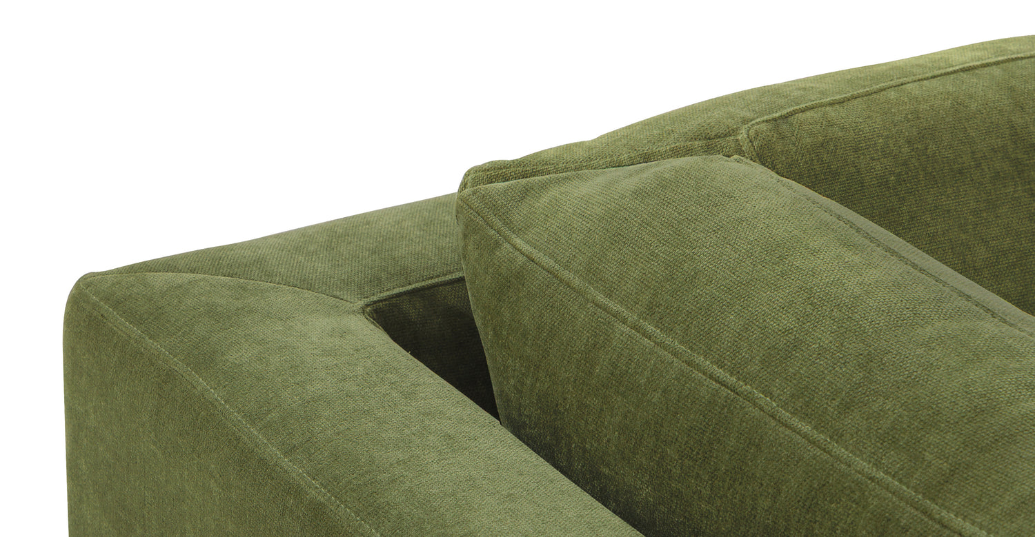 Zyon Right-Facing Bumper Chaise Sectional Distressed Green Velvet