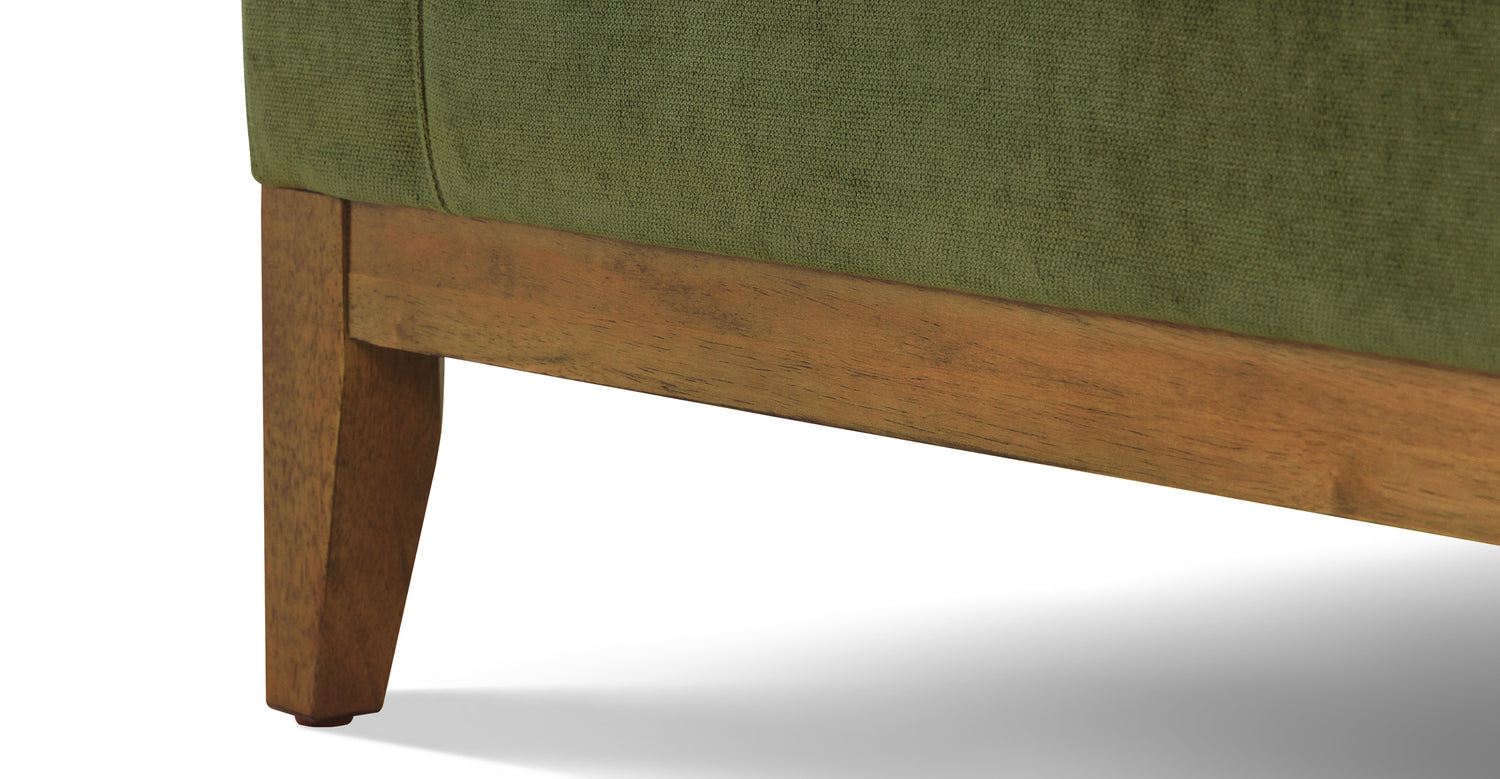 Zyon Right-Facing Bumper Chaise Sectional Distressed Green Velvet