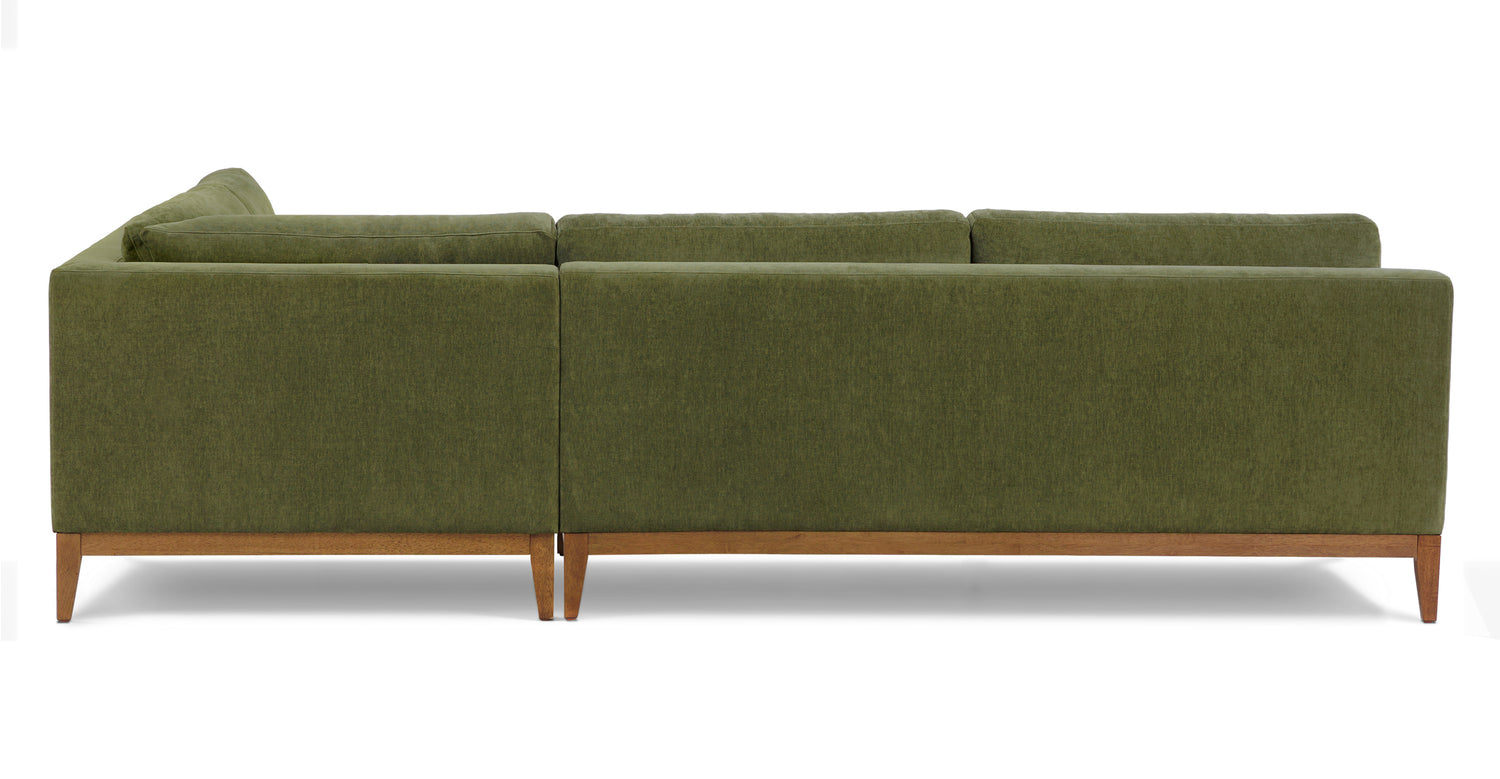 Zyon Right-Facing Bumper Chaise Sectional Distressed Green Velvet