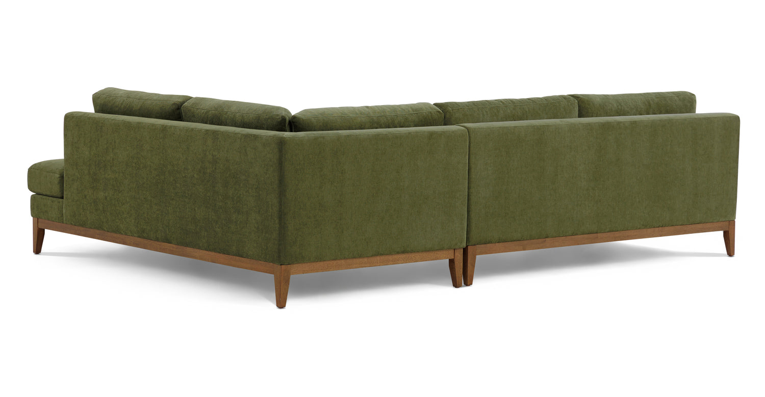 Zyon Right-Facing Bumper Chaise Sectional Distressed Green Velvet