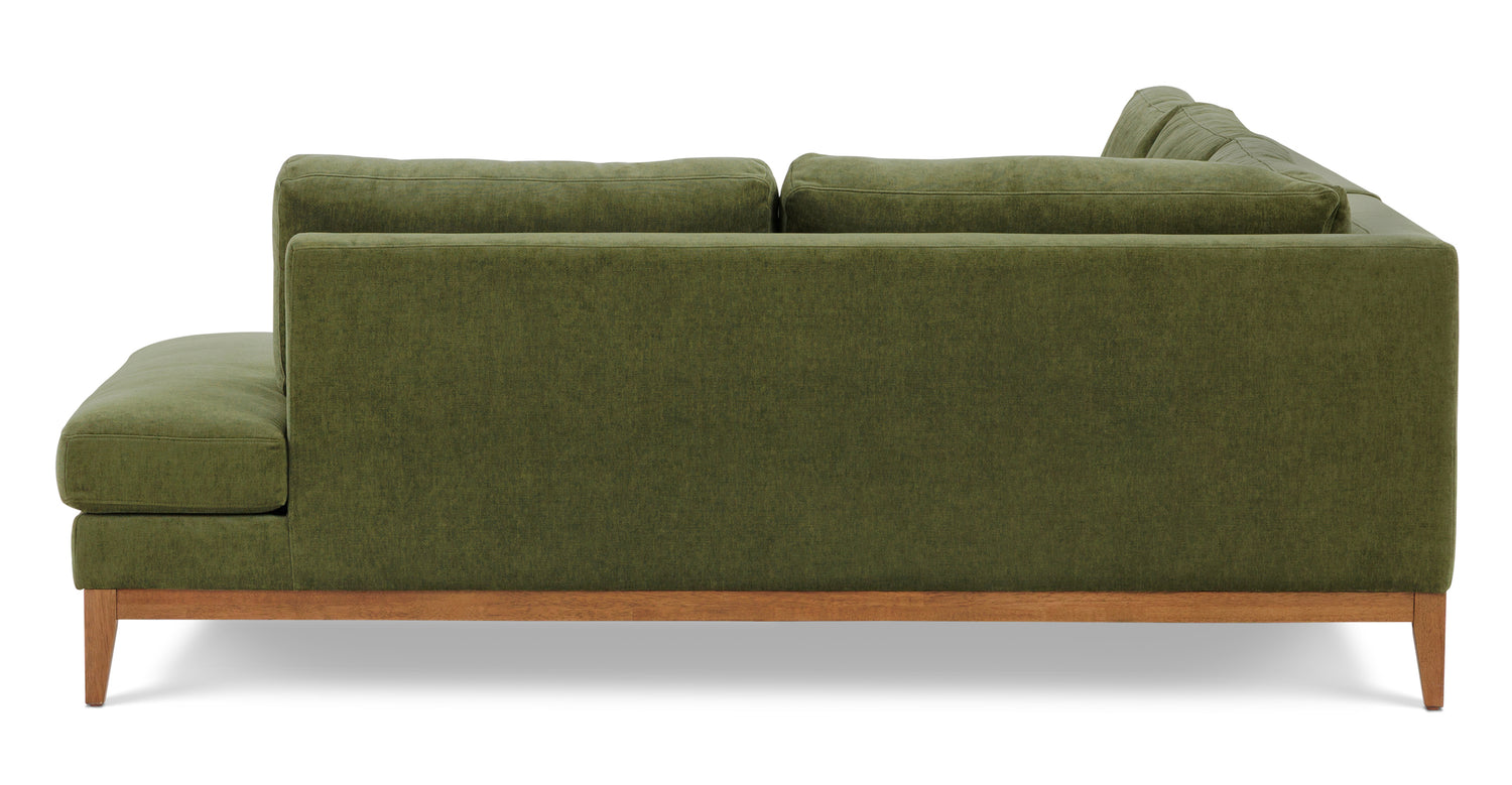 Zyon Right-Facing Bumper Chaise Sectional Distressed Green Velvet