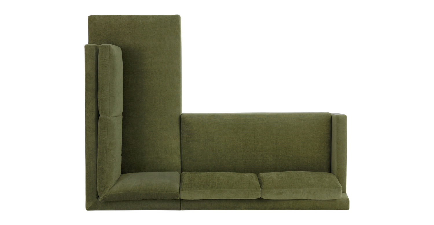 Zyon Right-Facing Bumper Chaise Sectional Distressed Green Velvet