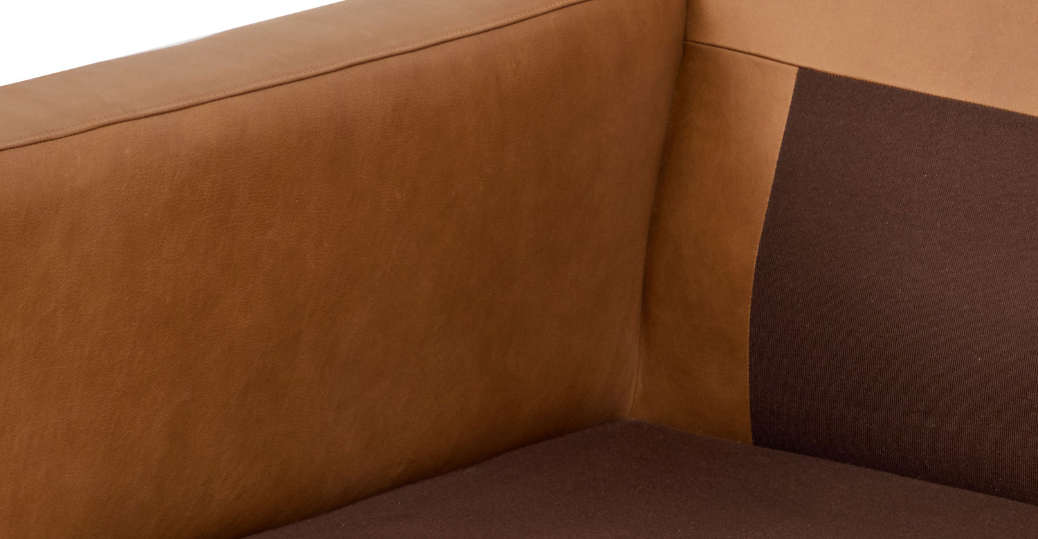 Zyon Leather Right-Facing Bumper Chaise Sectional Saddle Tan