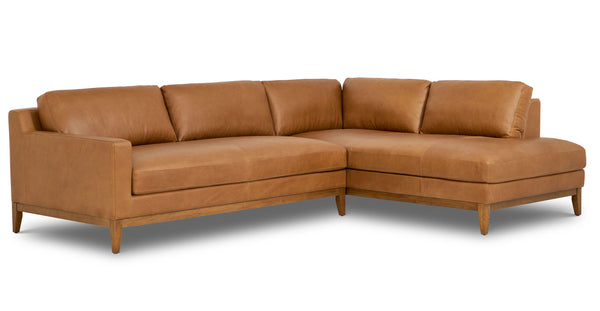 Zyon Leather Right-Facing Bumper Chaise Sectional