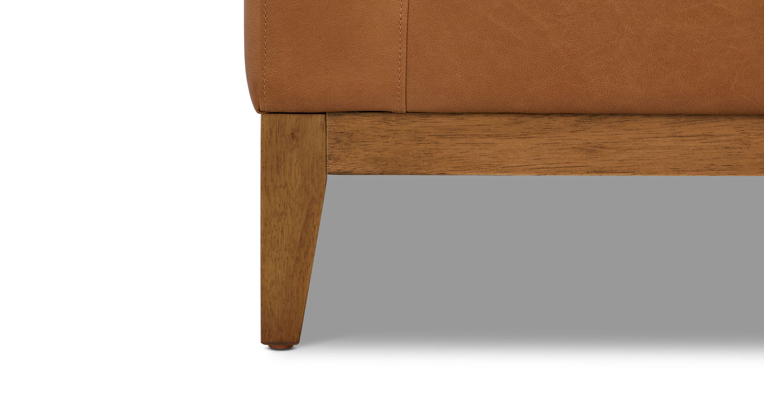 Zyon Leather Right-Facing Bumper Chaise Sectional Saddle Tan