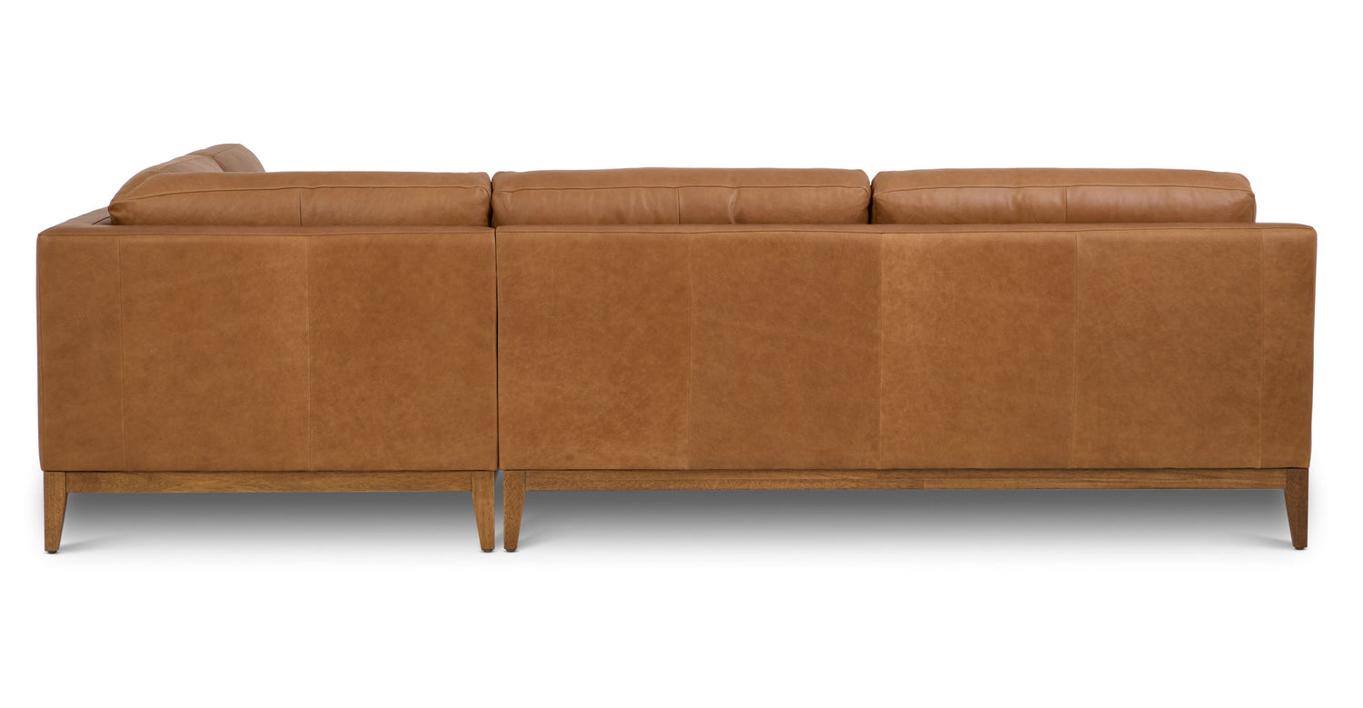 Zyon Leather Right-Facing Bumper Chaise Sectional Saddle Tan