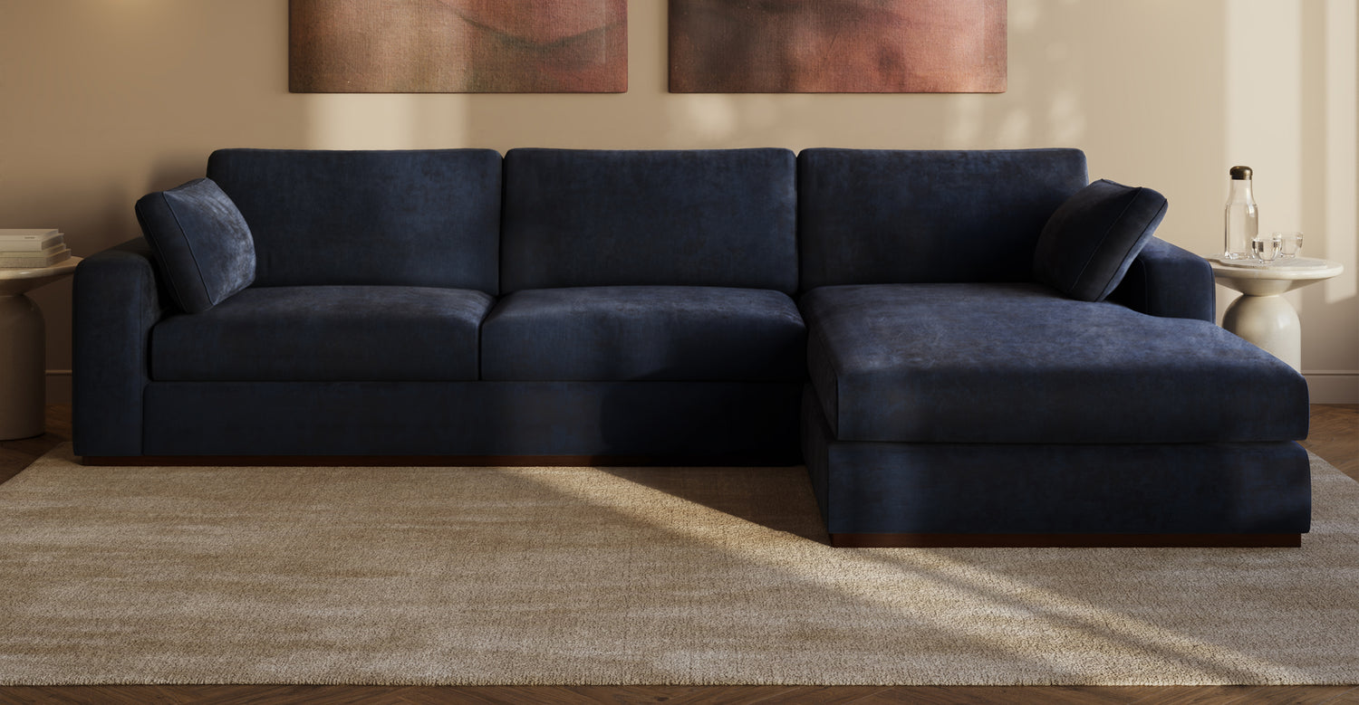 Malaga Right-Facing Sectional Sofa Mystic Blue