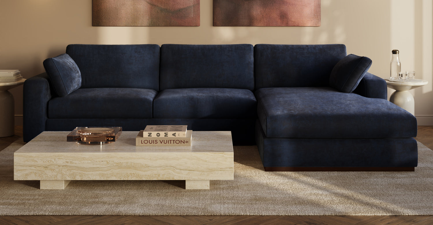 Malaga Right-Facing Sectional Sofa Mystic Blue