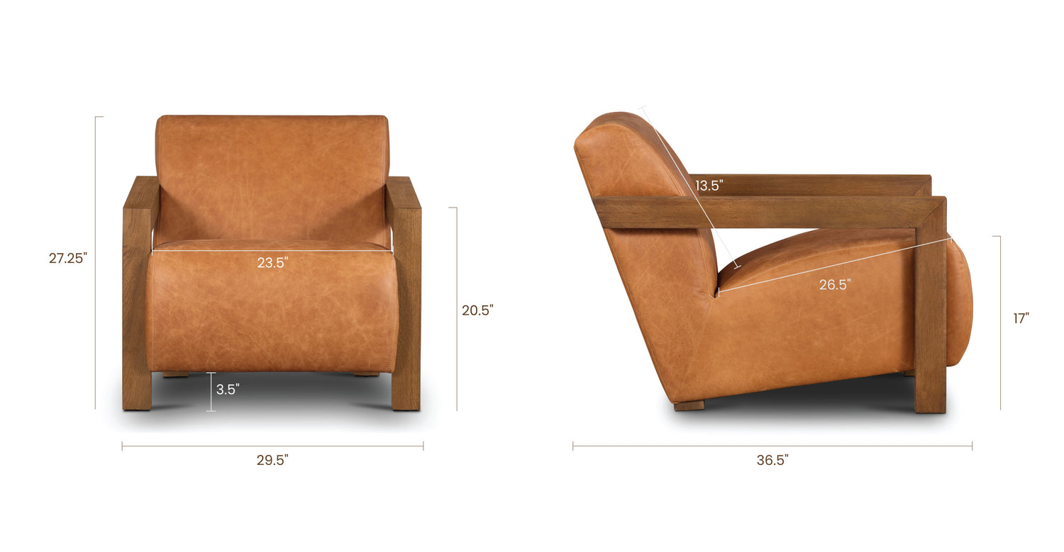 Cognac Tan/Single, dimensions