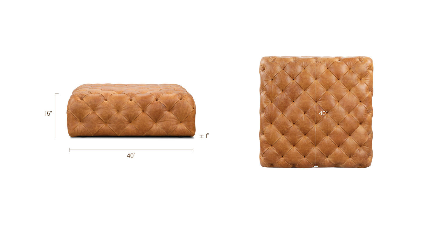 Turin Leather Ottoman Poly Bark