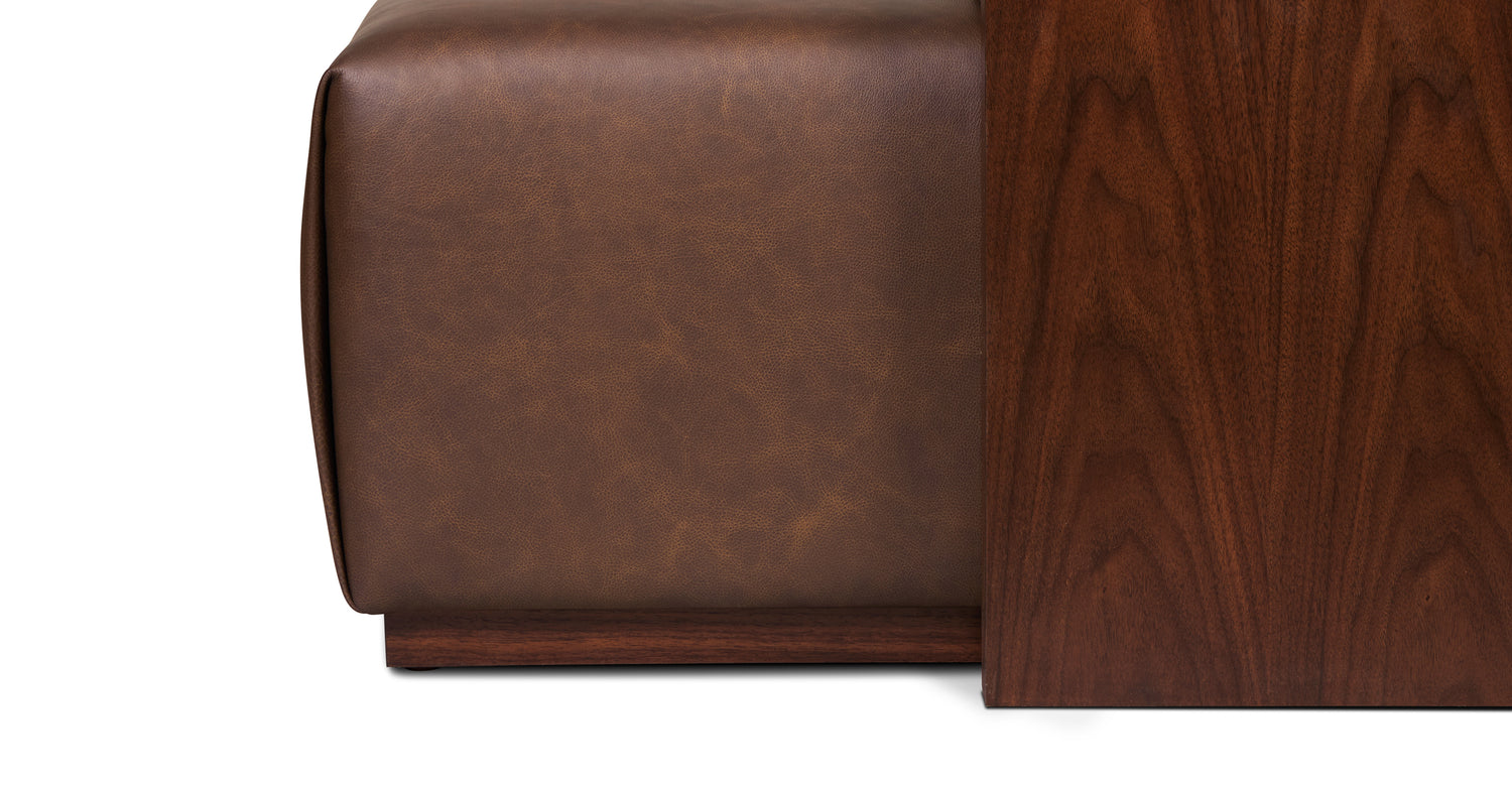 Jarmo Leather Ottoman with Walnut Table Bridle Brown