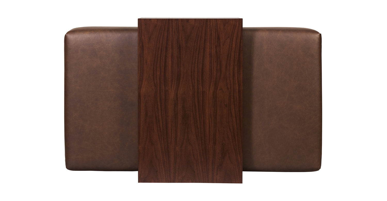 Jarmo Leather Ottoman with Walnut Table Bridle Brown