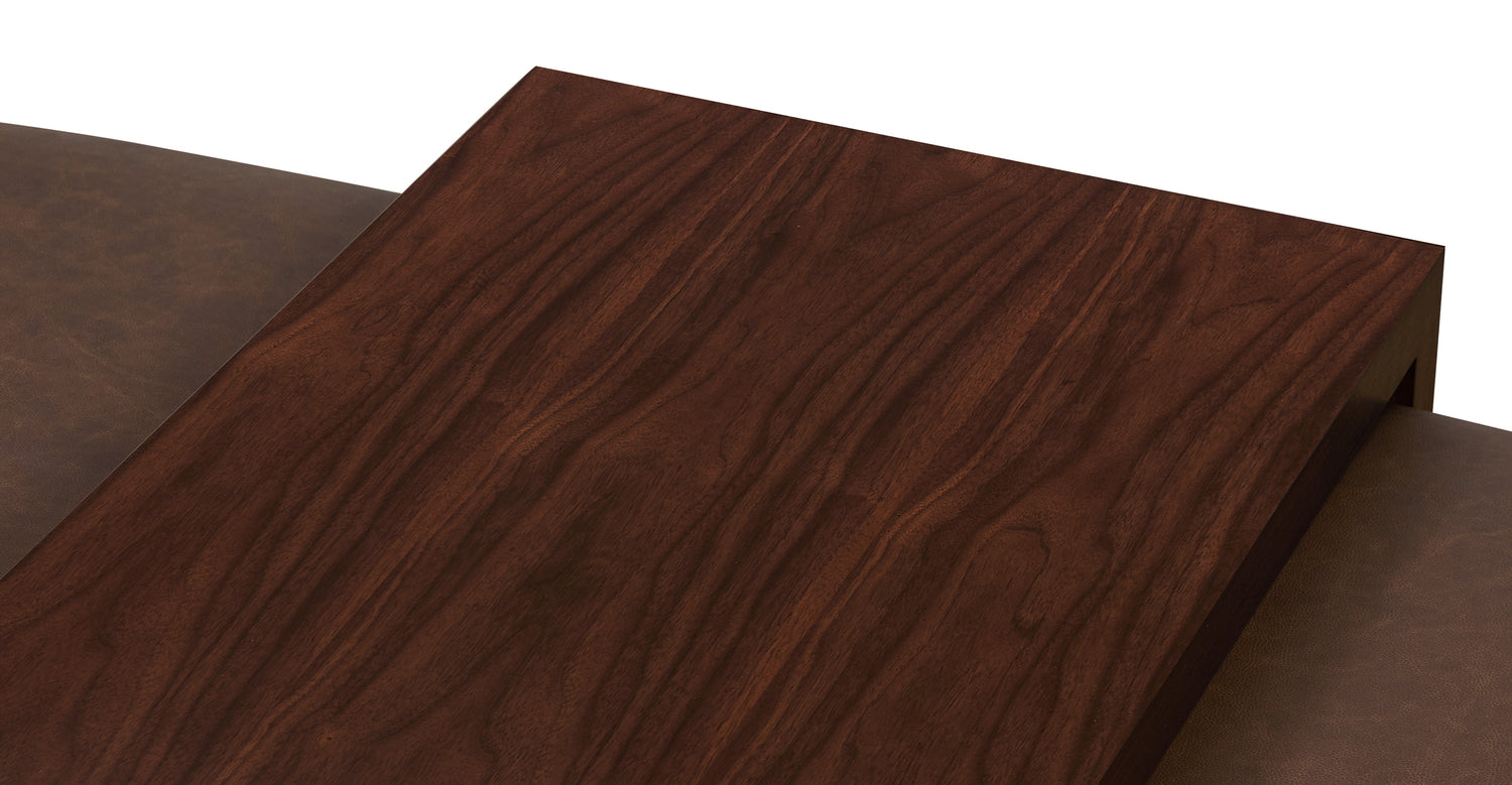 Jarmo Leather Ottoman with Walnut Table Bridle Brown