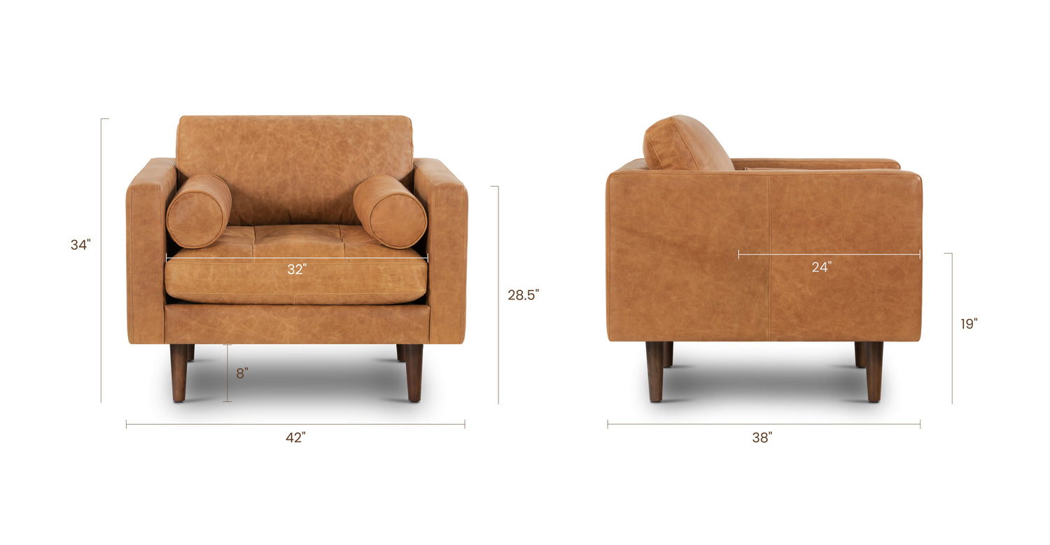 Cognac Tan/Single, dimensions