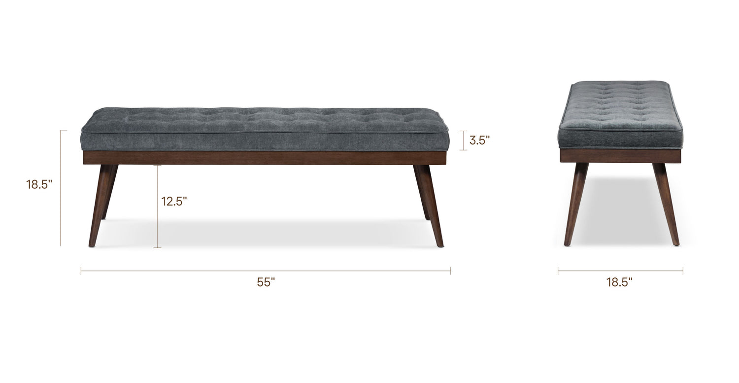 Luca Fabric Bench Boreal Blue, dimensions