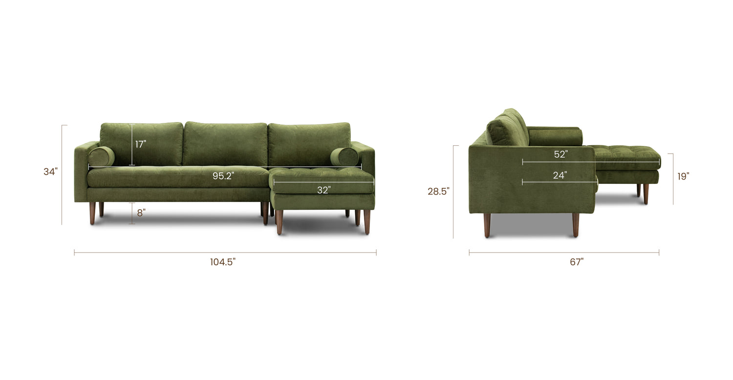 Distressed Green Velvet, dimensions
