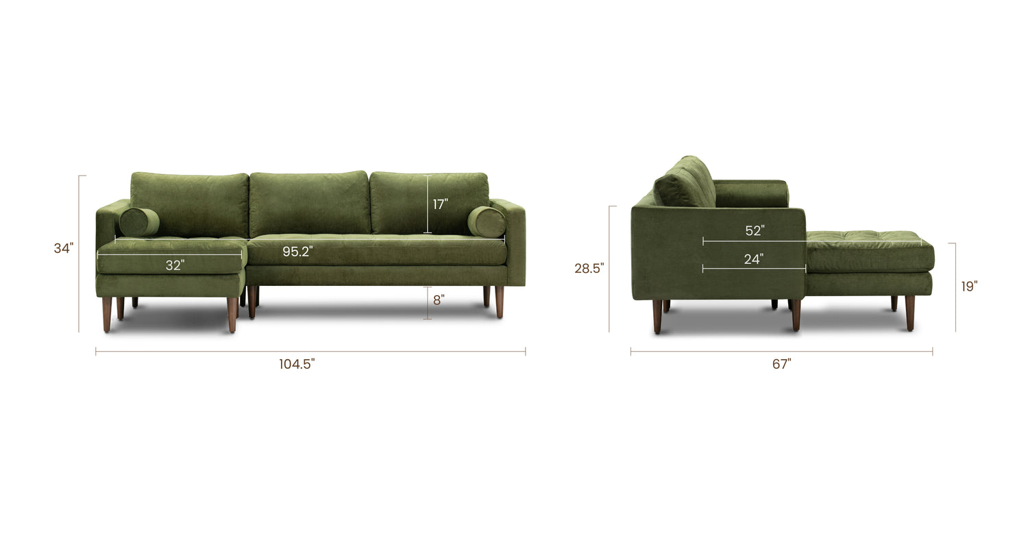 Distressed Green Velvet, dimensions