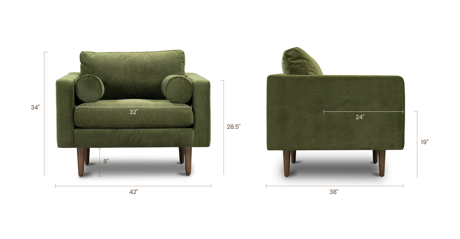 Distressed Green Velvet/Set of 2, dimensions