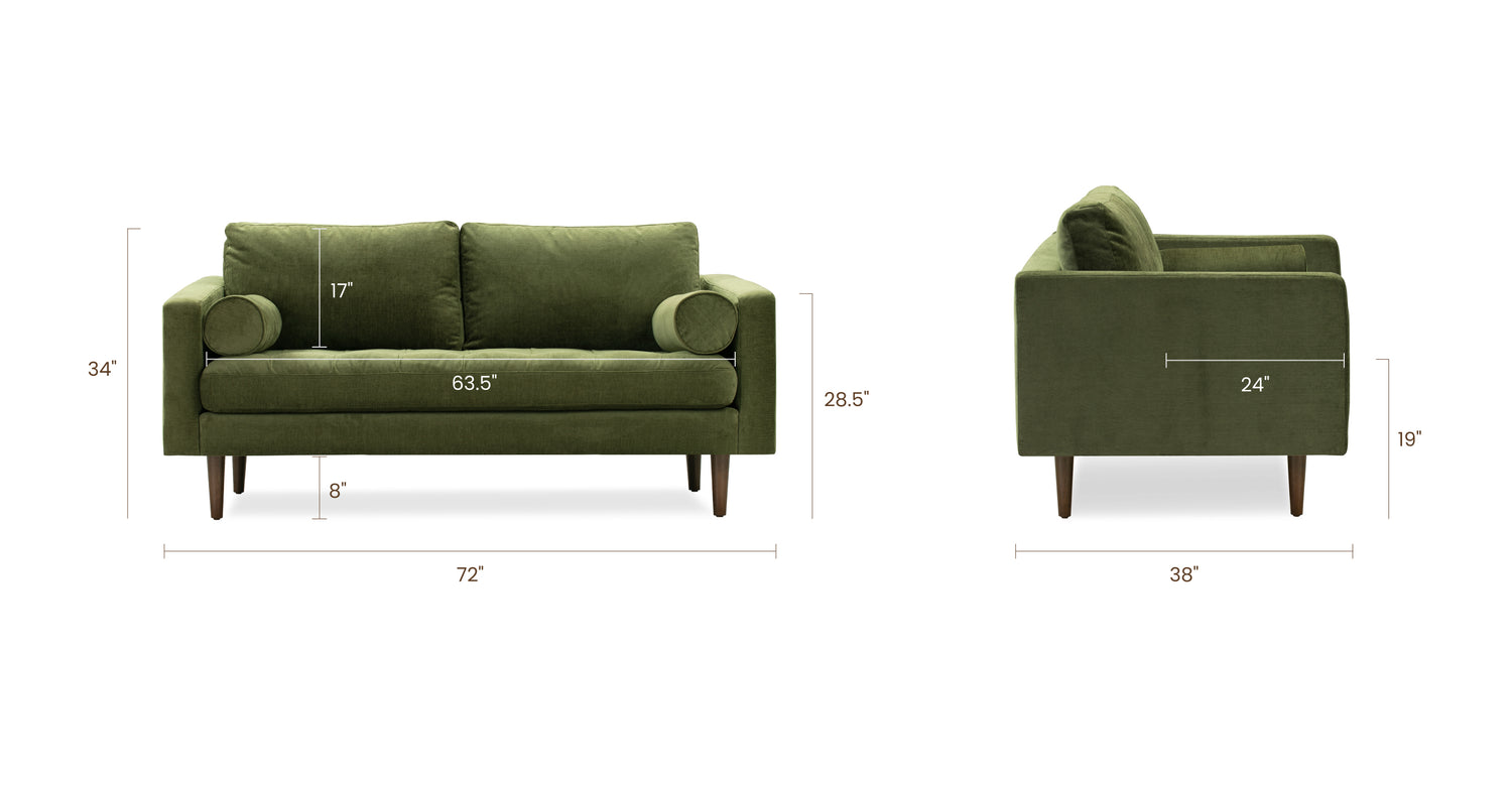 Distressed Green Velvet, dimensions