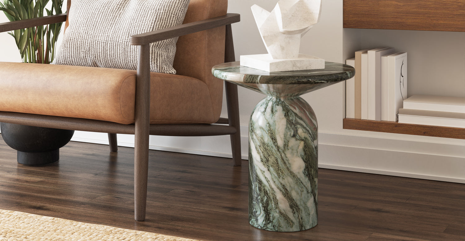 Marble & Wood Side Table for Living Room – Fleck