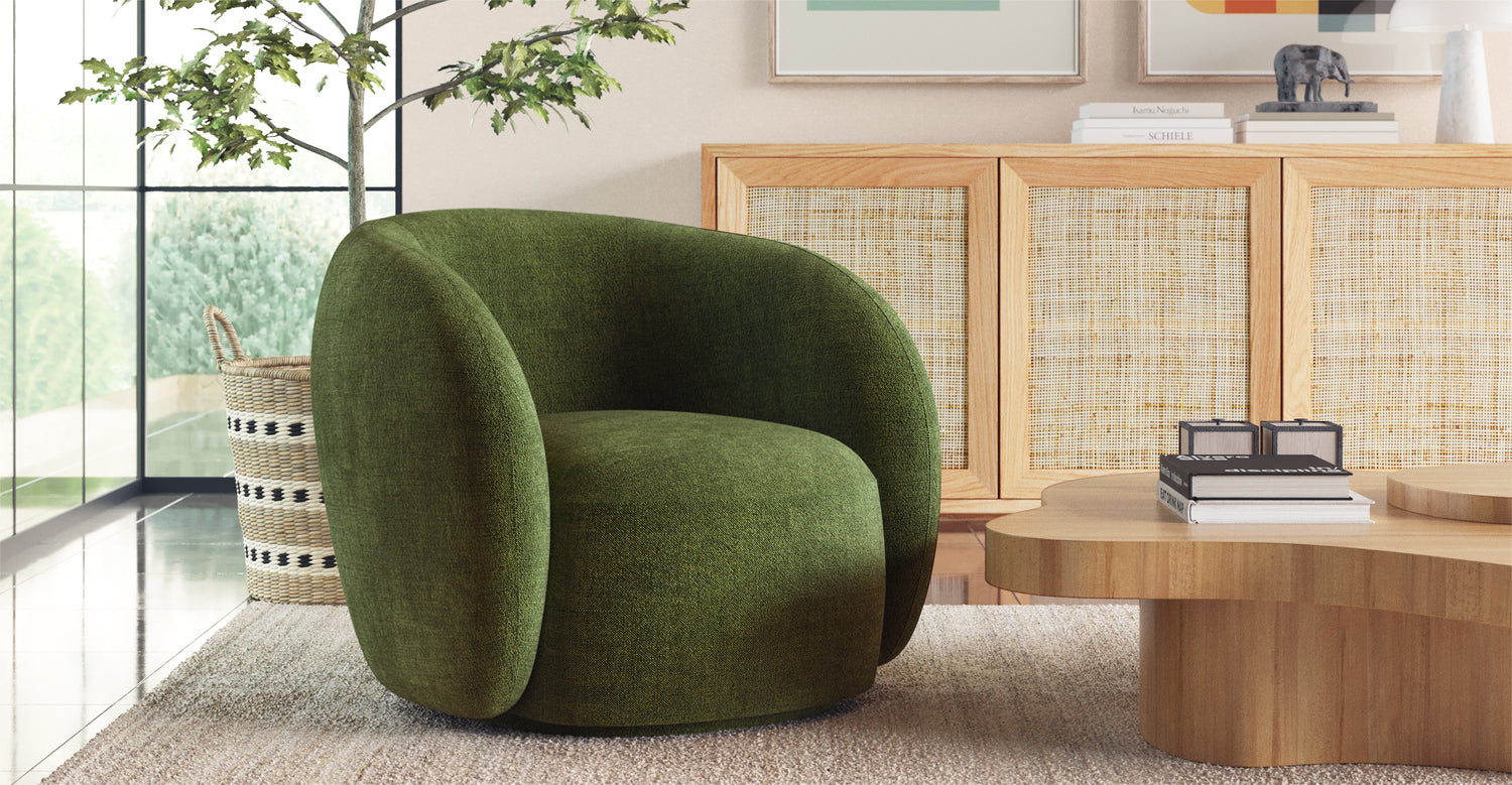 Poole Swivel Lounge Chair Distressed Green Velvet
