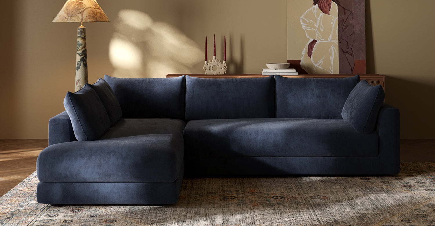 Marcel Left-Facing Corner Sectional Mystic Blue