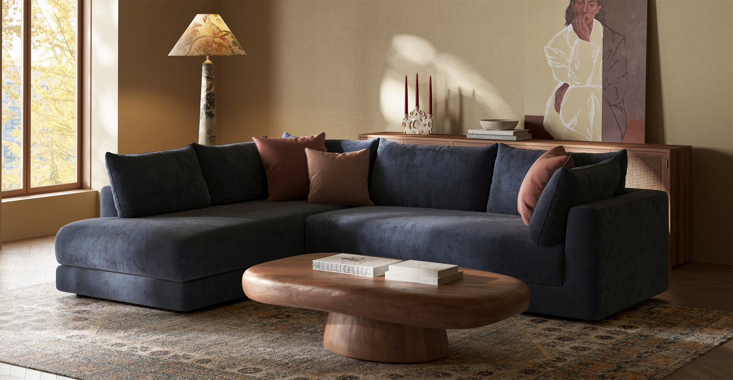 Marcel Left-Facing Corner Sectional Mystic Blue