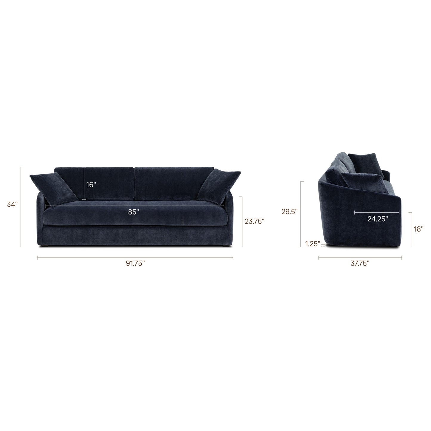 Rhodes 92" Velvet Sofa