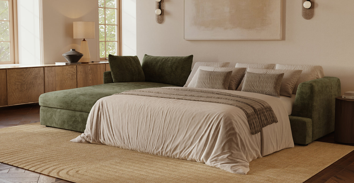 Milo Left-facing Sleeper Sectional Sagano Green