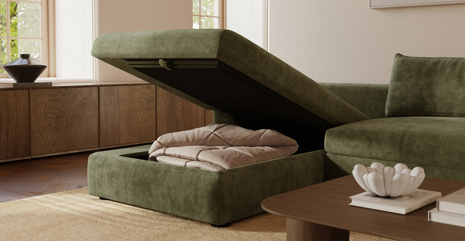 Milo Left-facing Sleeper Sectional Sagano Green