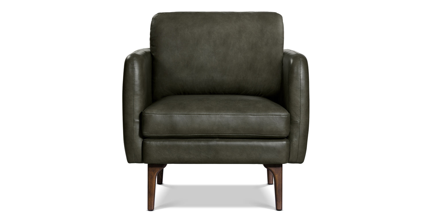 Bosco Leather Lounge Chair Olivine Green