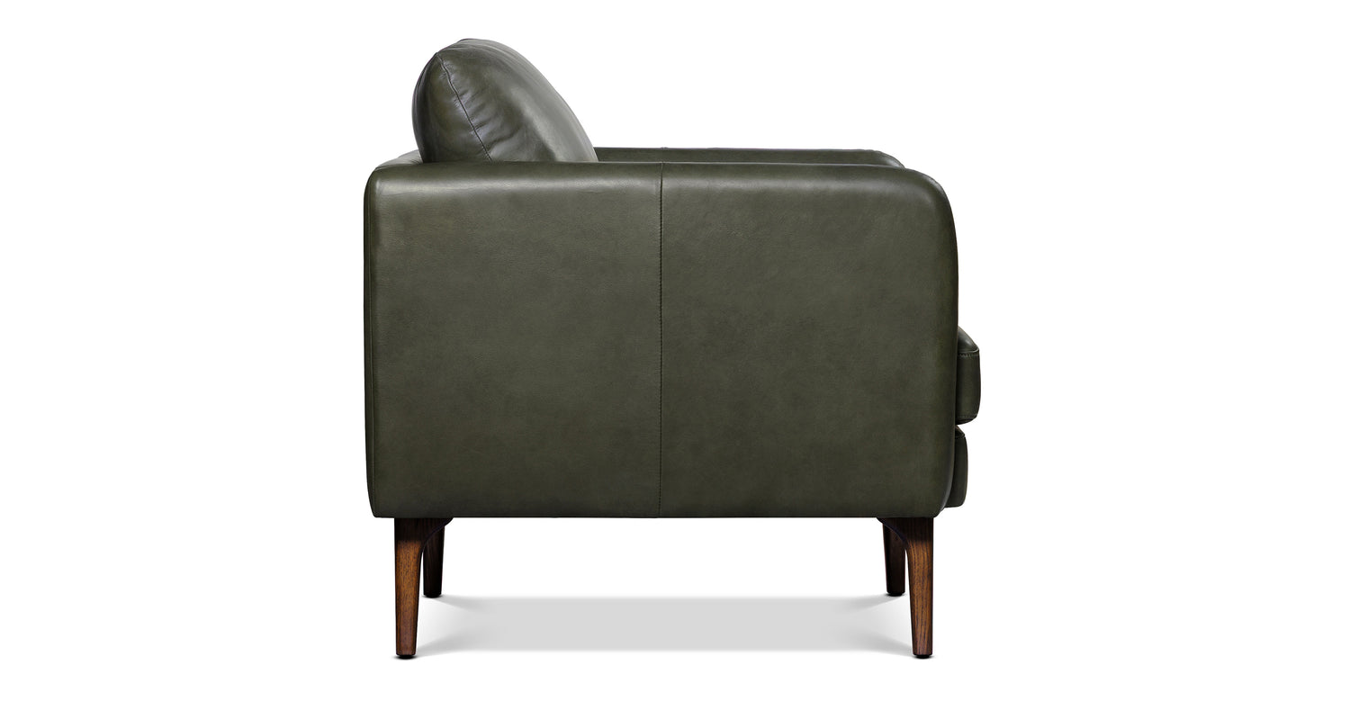 Bosco Leather Lounge Chair Olivine Green