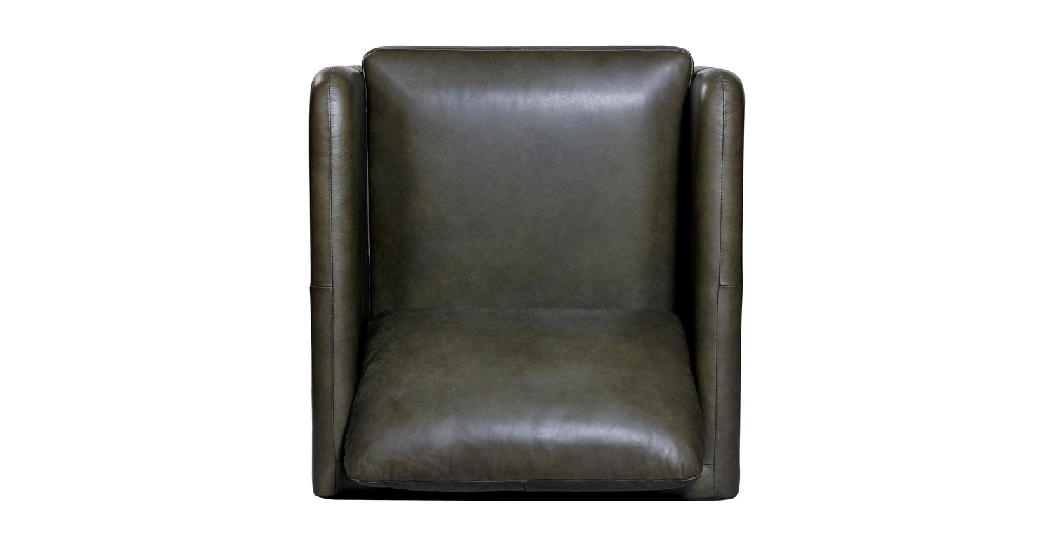Bosco Leather Lounge Chair Olivine Green