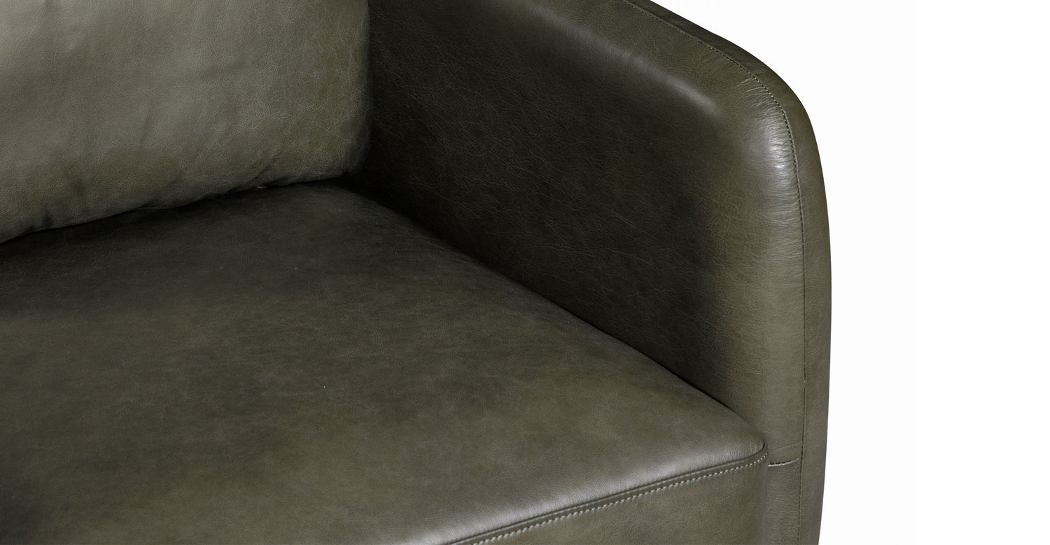 Bosco Leather Lounge Chair Olivine Green