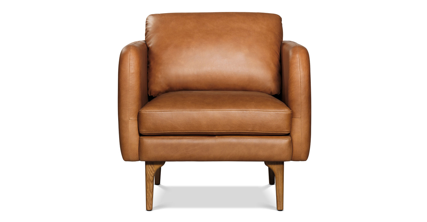 Bosco Leather Lounge Chair Saddle Tan