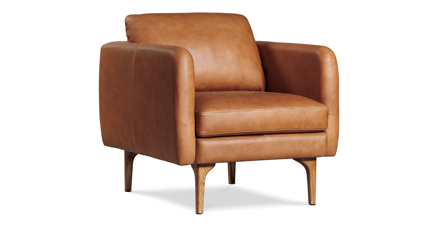 Bosco Leather Lounge Chair Saddle Tan