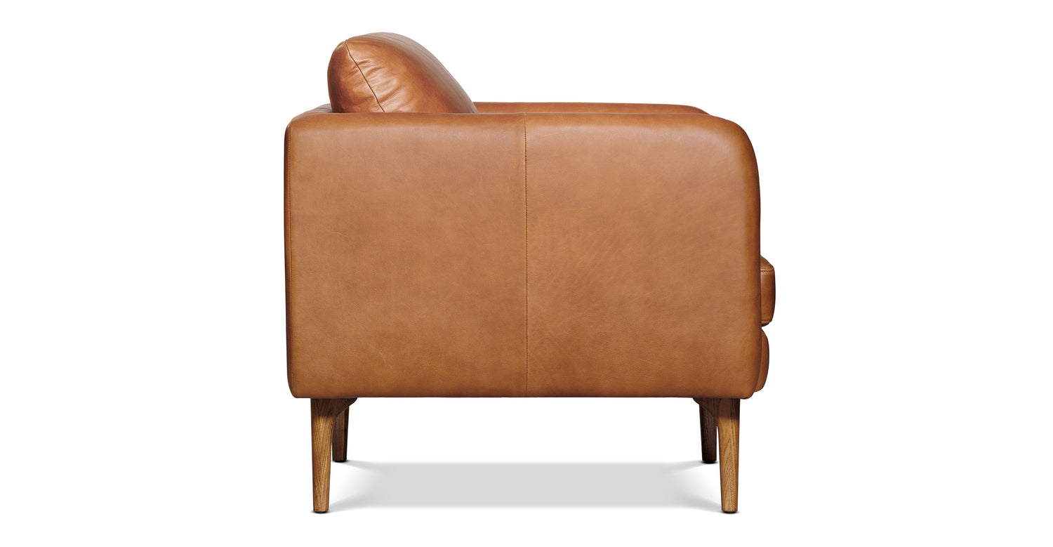 Bosco Leather Lounge Chair Saddle Tan