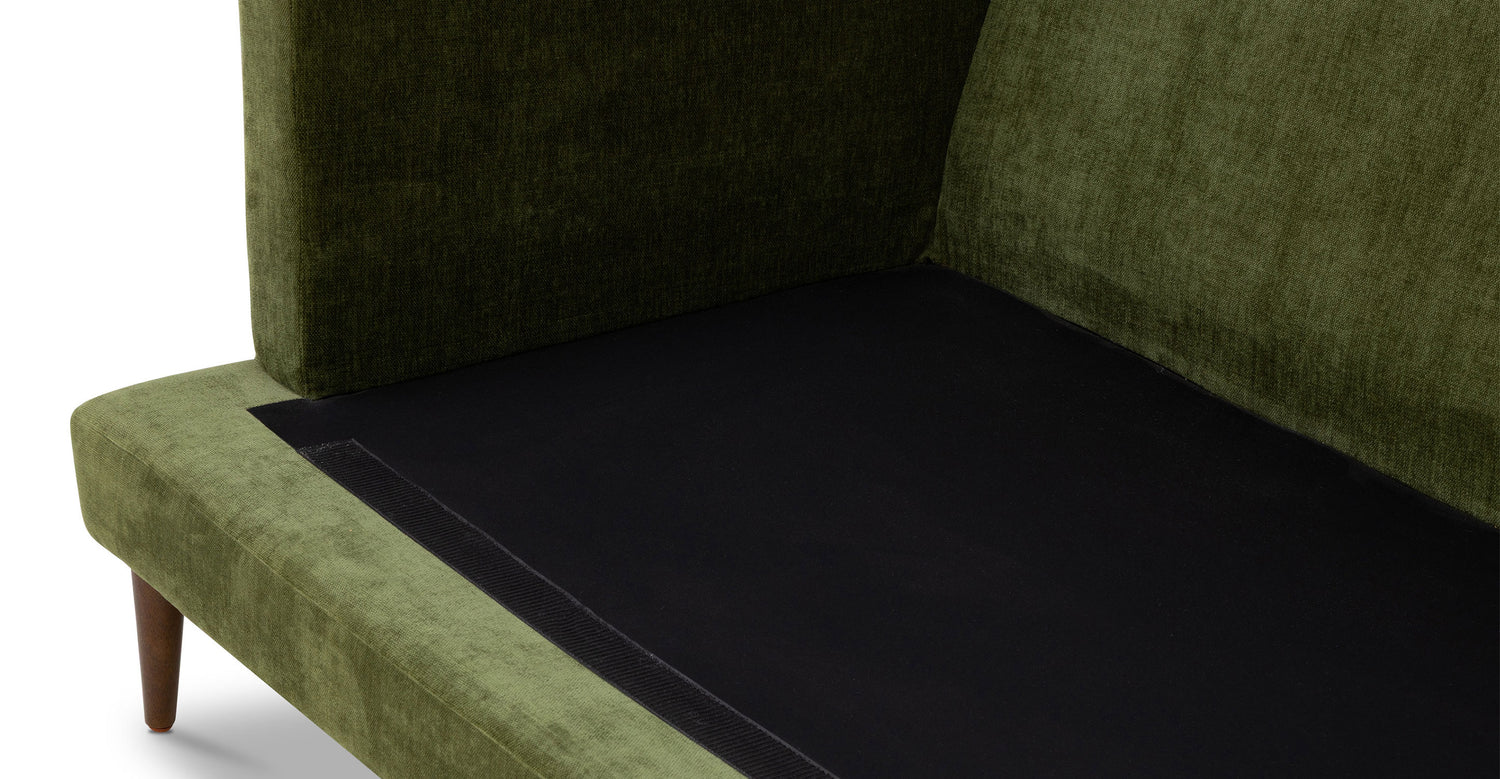 Lucerne Right-Facing Bumper Chaise Sectional Distressed Green Velvet