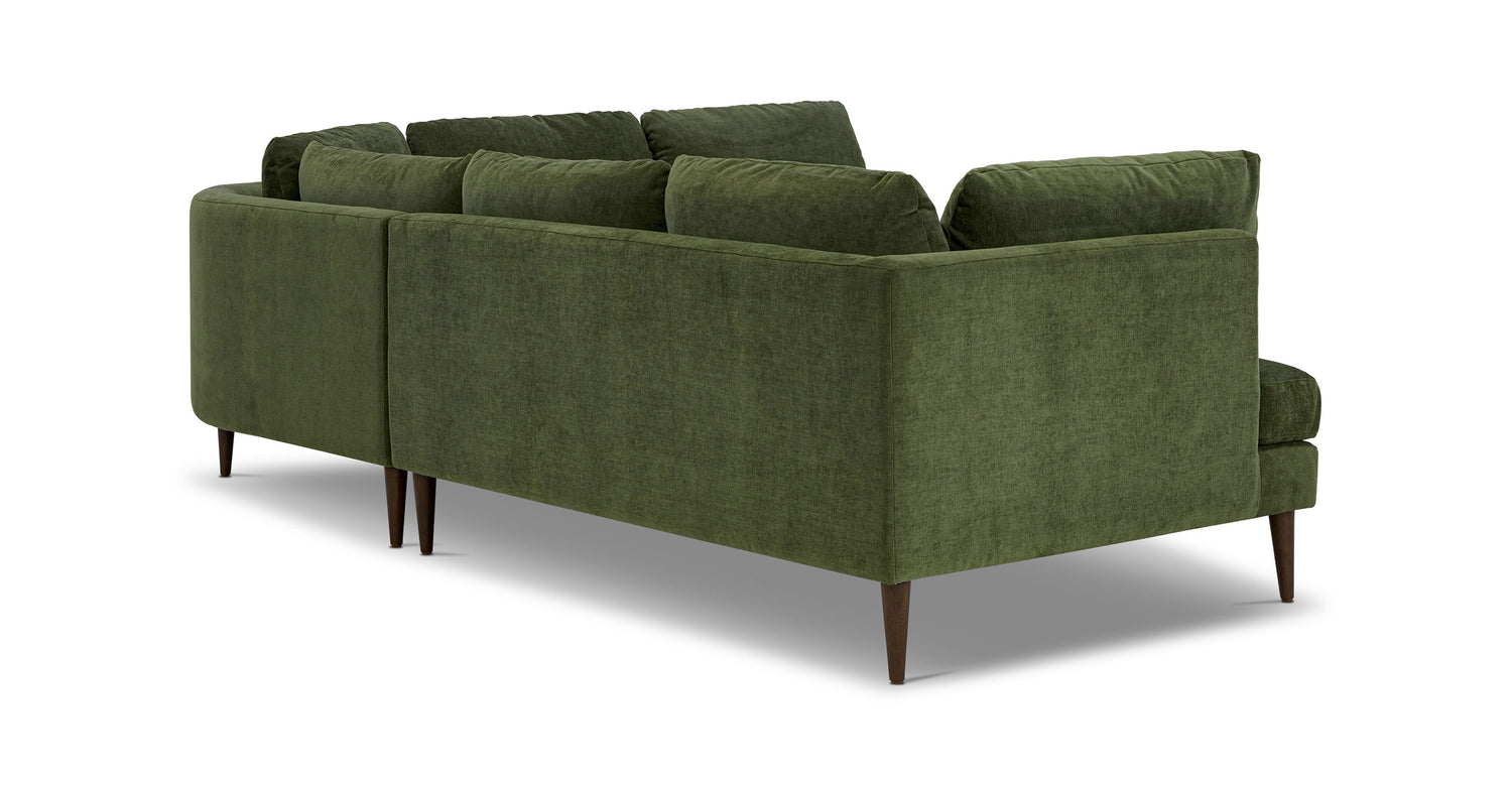 Lucerne Right-Facing Bumper Chaise Sectional Distressed Green Velvet