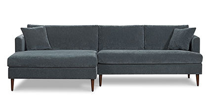 Lucerne Left-Facing Sectional with Extra-Wide Chaise Collection, Boreal Blue