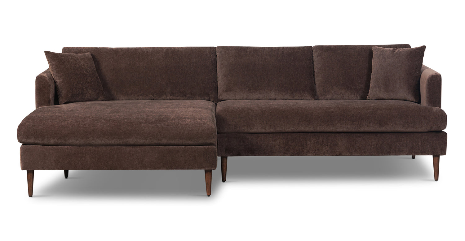 Lucerne Left-Facing Sectional with Extra-Wide Chaise Sable Brown