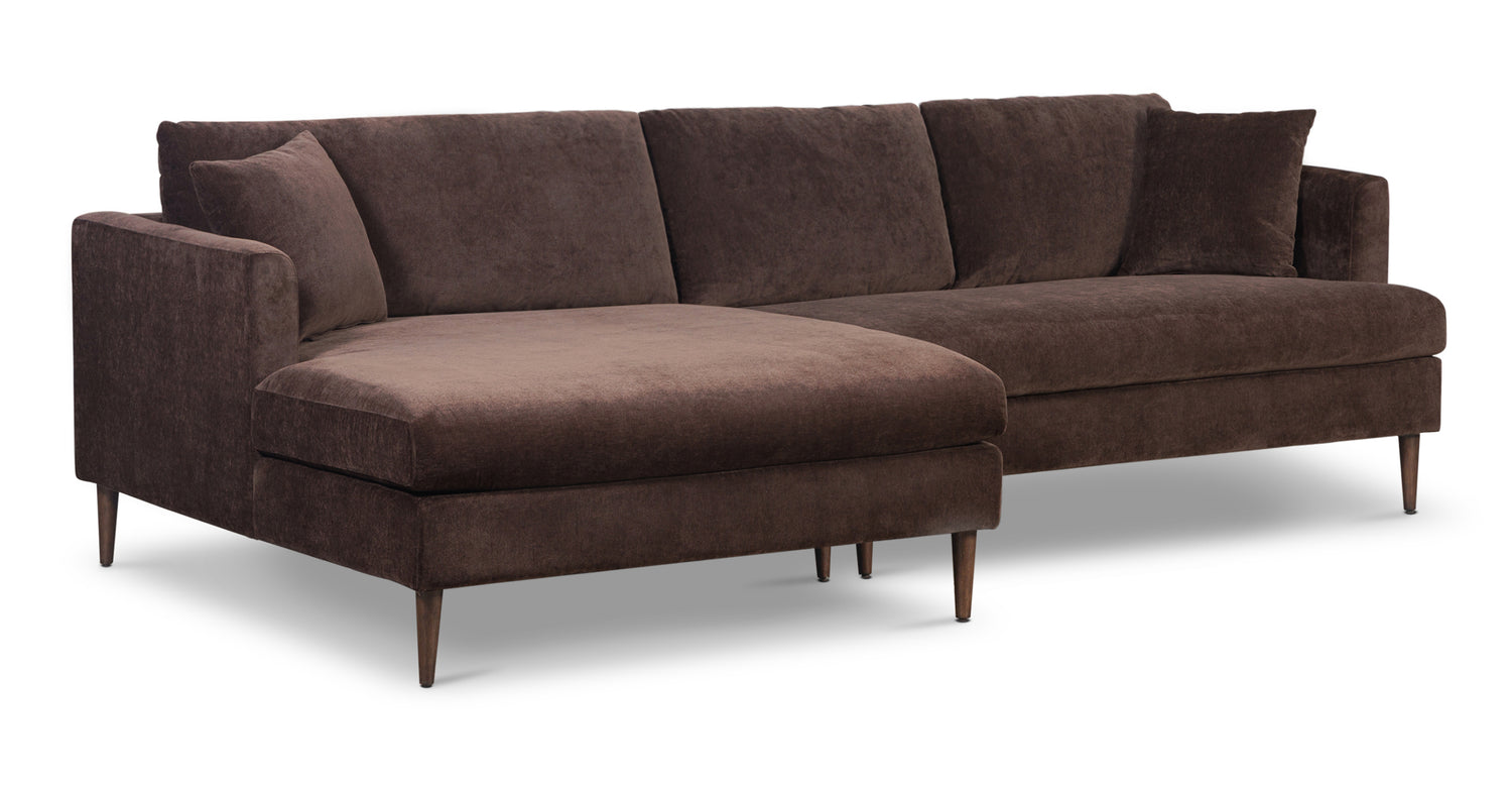 Lucerne Left-Facing Sectional with Extra-Wide Chaise Sable Brown