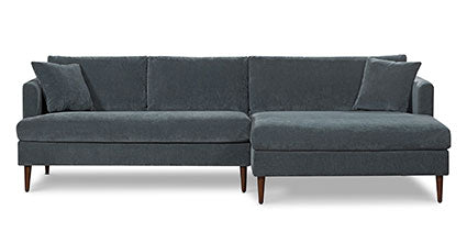 Lucerne Right-Facing Sectional with Extra-Wide Chaise Collection, Boreal Blue