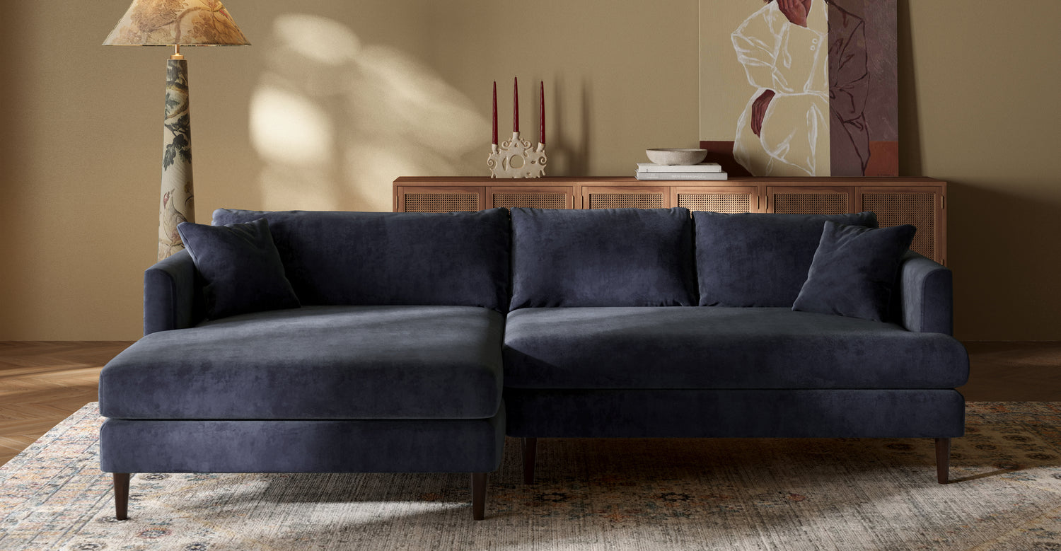 Lucerne Left-Facing Sectional with Extra-Wide Chaise Mystic Blue