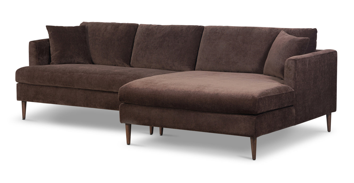 Lucerne Right-Facing Sectional with Extra-Wide Chaise Sable Brown