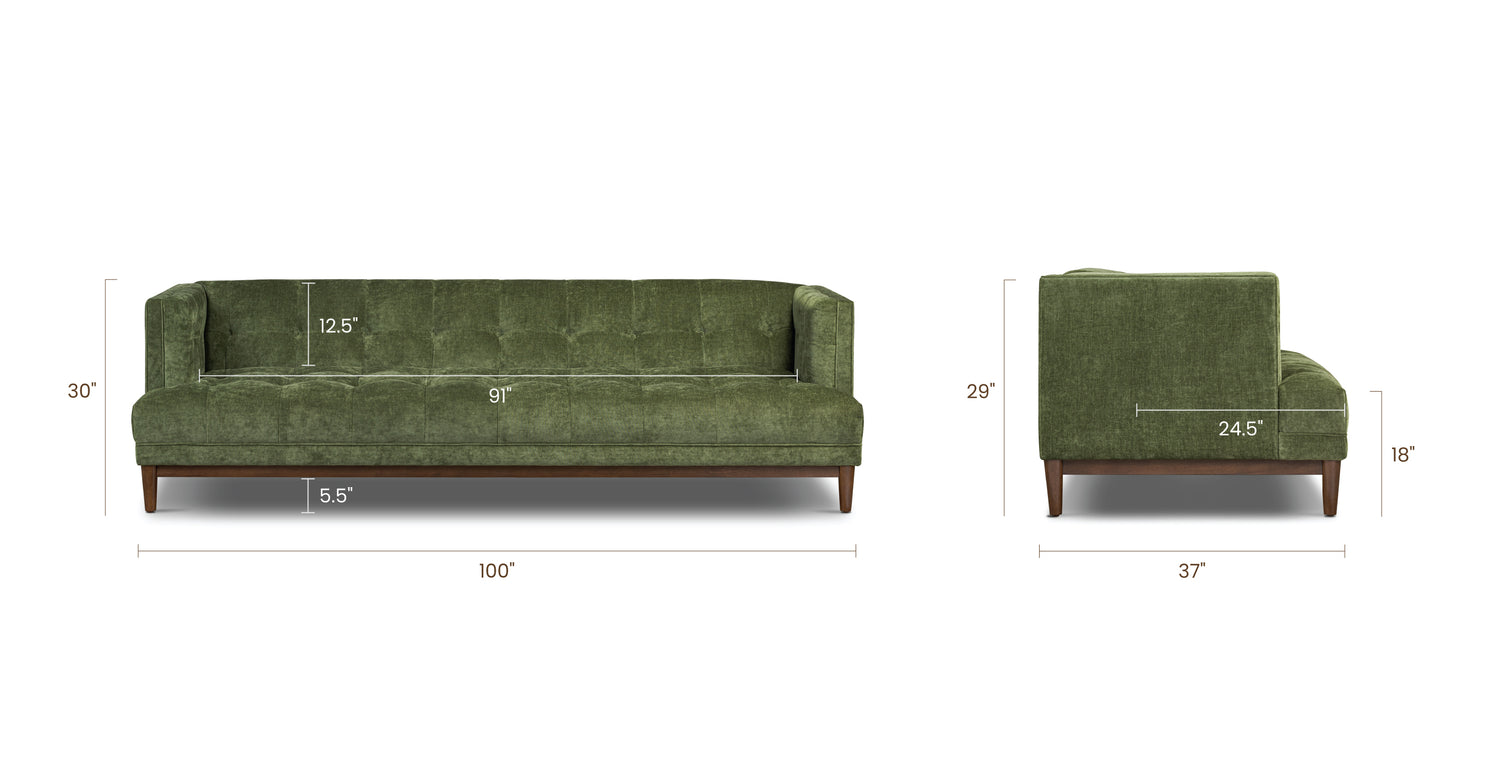 Distressed Green Velvet, dimensions