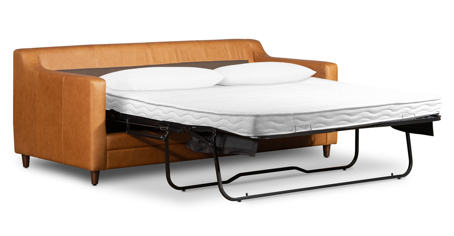 Harper Leather Pull-Out Convertible Sleeper Sofa (82